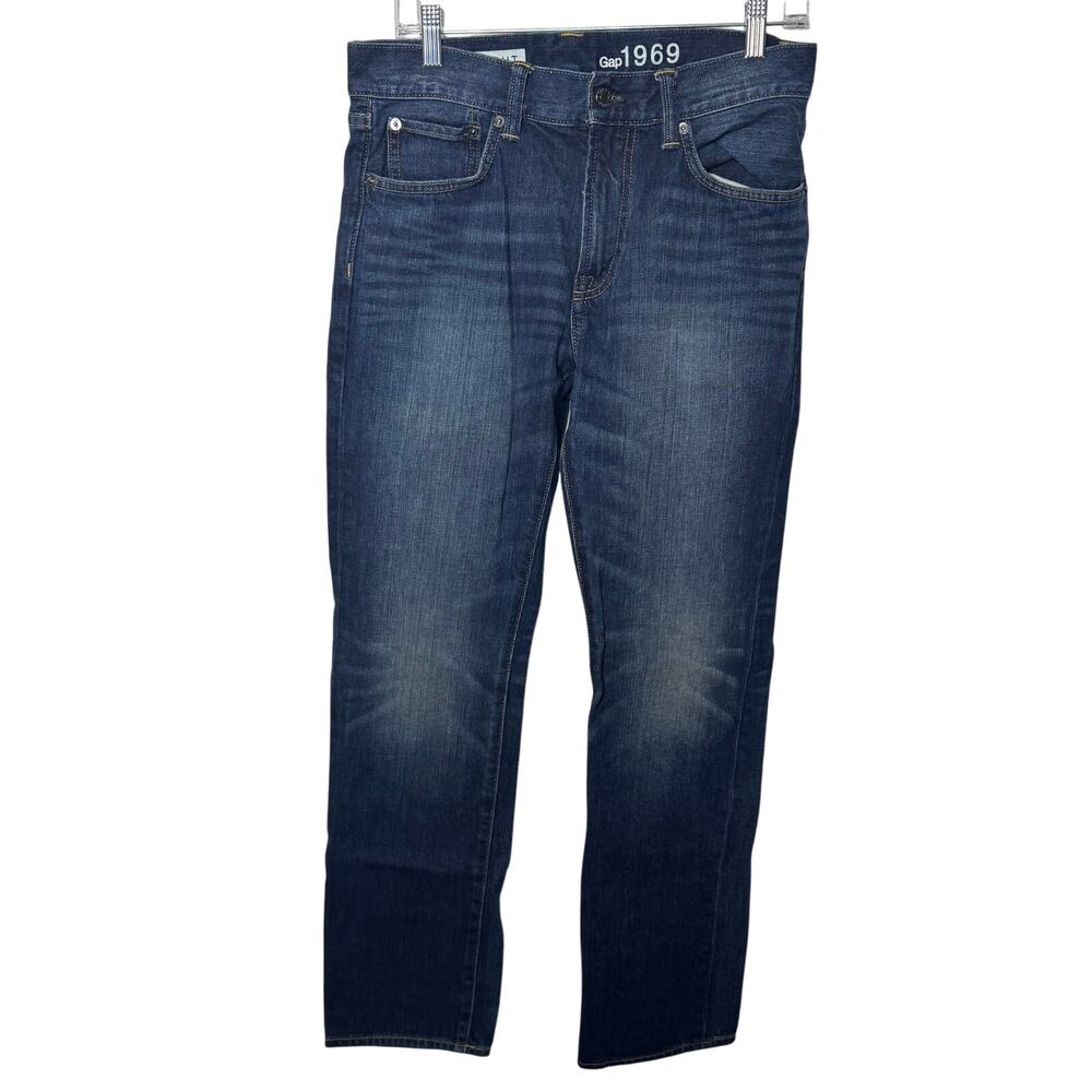GAP 1969 Straight Jeans Men’s 30x32 Blue Vintage Wash Mid Rise‎ Classic Cotton